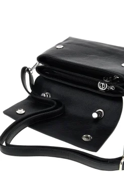 Donna EMMA SPAGNESI Schwarze Handtasche mit Schulterriemen PU8901
