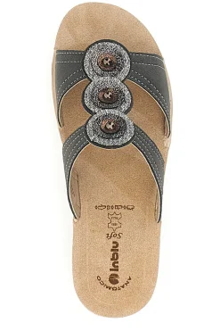 INBLU e Hausschuhe mit Keilabsatz und verchromten Details 60 GL SCHWARZ Hot