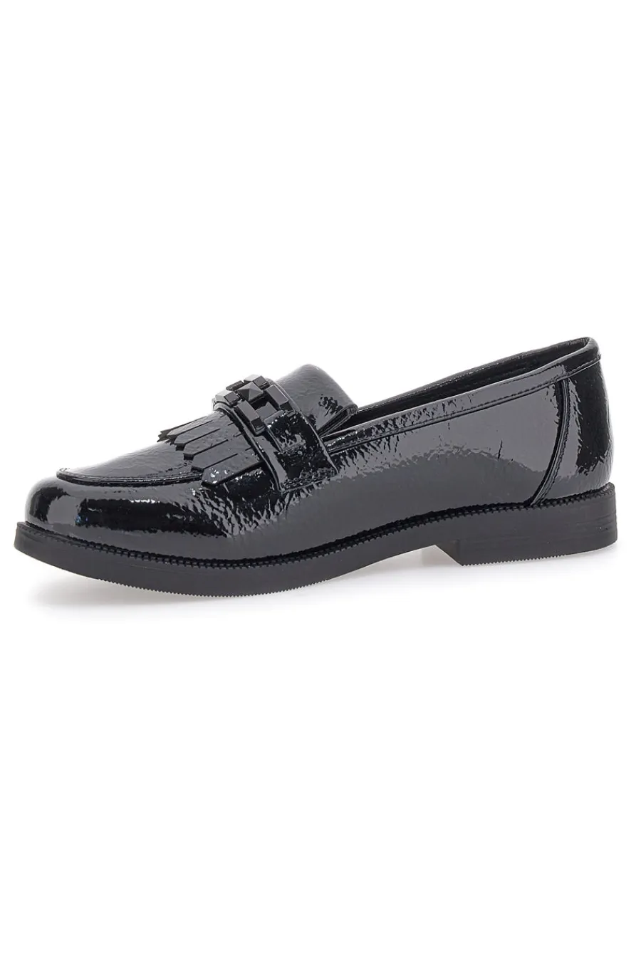 PRIMA RIGA e Lack-Loafer mit Fransen und -Riemen MINA1995 SCHWARZ Outlet