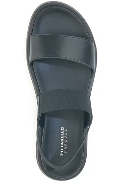 PITTARELLO FOCUS e Ledersandalen mit gekreuzten Riemen und elastischer Rückseite 28067 SCHWARZ