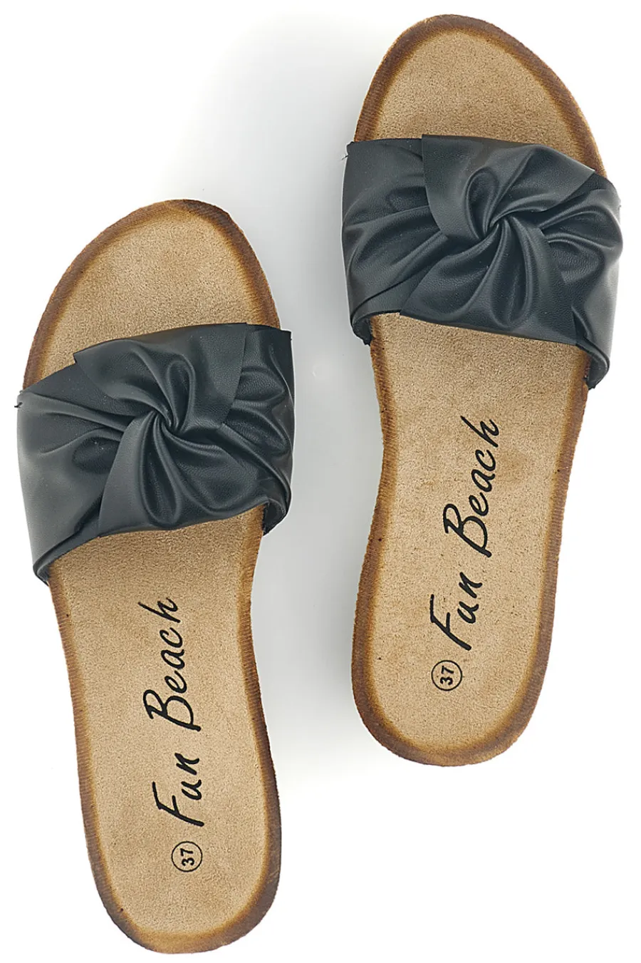 FUN BEACH Schwarze Pantoffeln mit geknotetem Riemen 18107 NERO