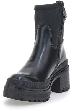 BETTYFLOWERS Schwarze Platform-Stiefeletten mit Stoffschaft 03 Best