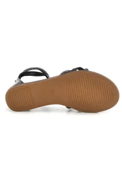 CAFE' COST Schwarze Sandalen mit hohen Riemen und geflochtenen Bändern Café kosten RH6 NERO