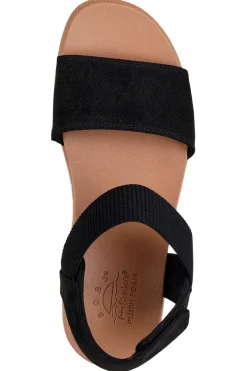 SKECHERS Schwarze Sandalen mit Klettverschluss und perforiertem Band Desert kiss low NERO Hot