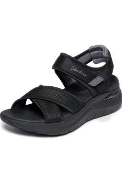 SKECHERS Schwarze Sandalen mit verstellbaren Kreuzriemen ARCH FIT 2.0 SANDAL FEELIN' BRIGHT NERO, GRIGIO Clearance