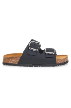 PITTARELLO GREEN WALK Schwarze Slipper mit doppelter Schnalle, Lederinnensohle und rutschfester Sohle 335CF20630SR NERO Best