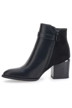 THE FIRST e Stiefelette mit Blockabsatz und silberner Schelle 487 SCHWARZ Best