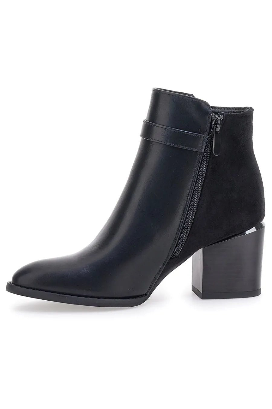 THE FIRST e Stiefelette mit Blockabsatz und silberner Schelle 487 SCHWARZ Best