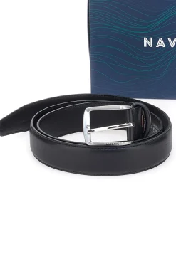 NAVIGARE Set Cofanetto cintura e portafoglio nero in vera pelle PR008-1