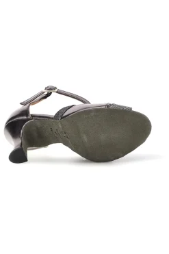 THE FIRST DANCE Silberne Tanzschuhe mit Riemen und Glitzer Der erste Tanz 6129 METALLGRAU Hot