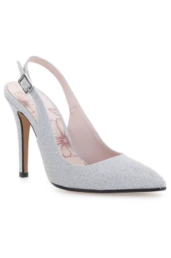 PITTARELLO ROMANTIC Slingback argento glitter con tacco alto 5425 Outlet