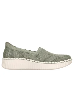 SKECHERS Slip on in maglia traforata WILSHIRE BLVD TRUE CHARM VERDE OLIVA Outlet