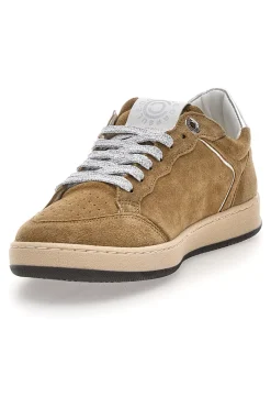 PITTARELLO CAPSULE Sneaker beige in vera pelle con dettagli argento Kelly Clearance