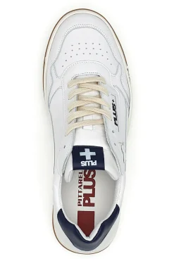 Uomo PITTARELLO PLUS Sneaker bianca in vera pelle con dettagli blu S10