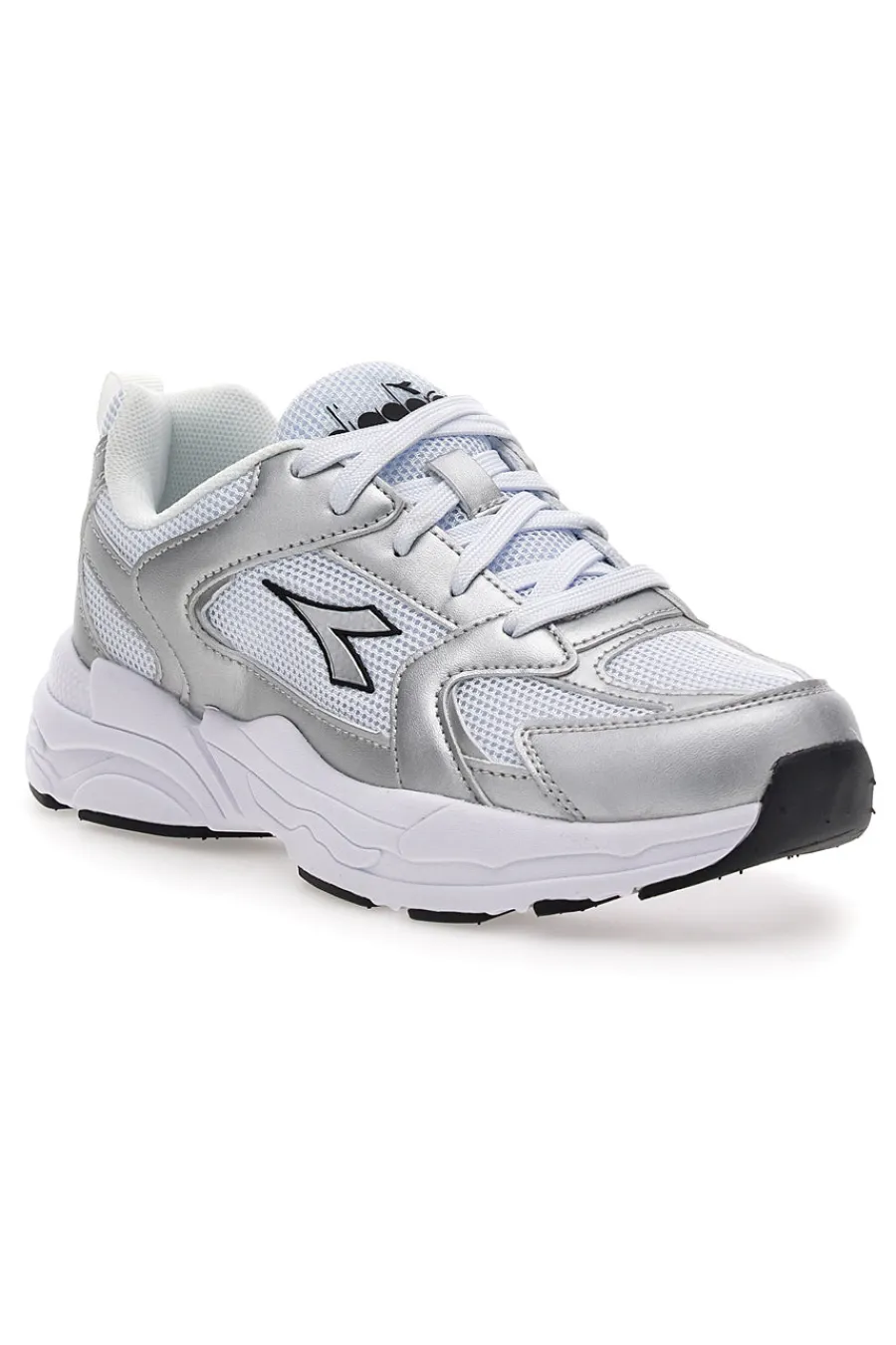 DIADORA Sneaker da ragazza bianche e argento con inserti metallizzati Alley Metal GS