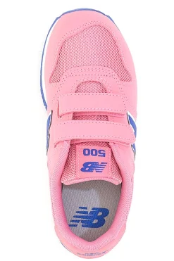NEW BALANCE Sneaker rosa con doppio strappo e logo blu 500