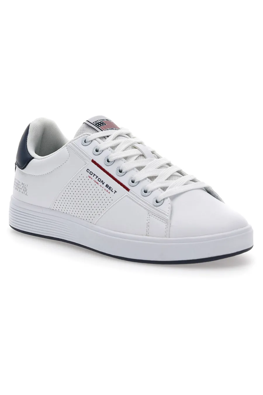 Uomo COTTON BELT Sneakers Basse Bianche e Blu Player Lth