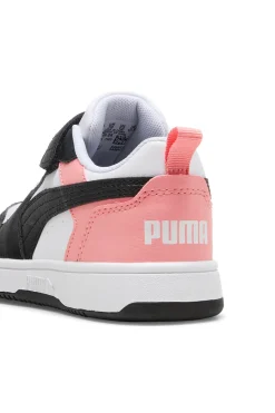 PUMA Sneakers basse bianche nere e rosa con strappo Rebound V6 Lo AC+ PS
