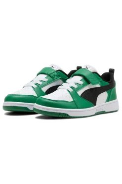 PUMA Sneakers basse bianche verdi e nere con strappo Rebound V6 Lo AC+ PS