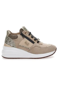 MARIELLA BURANI Sneakers beige con glitter e zip laterale 51751C1104 Outlet