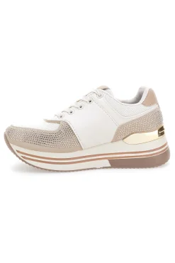 LAURA BIAGIOTTI Sneakers beige con strass e inserti oro 96 Sale
