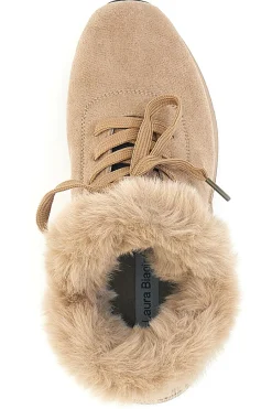 LAURA BIAGIOTTI Sneakers beige imbottite con pelliccia sintetica 9255M Hot