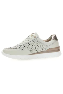 PRIMA RIGA Sneakers beige traforate in vera pelle con cerniera 182082