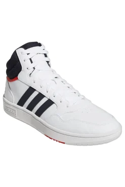 Uomo ADIDAS Sneakers Bianche Alte con Lacci Hoops 3.0 Mid
