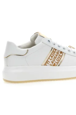 LAURA BIAGIOTTI Sneakers Bianche con Bande Laterali Oro L8945 Discount