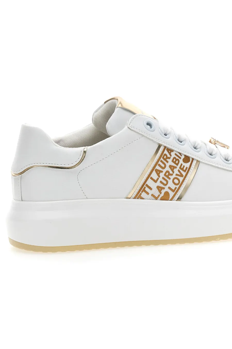 LAURA BIAGIOTTI Sneakers Bianche con Bande Laterali Oro L8945 Discount