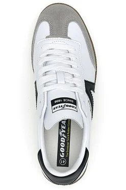 Uomo GOODYEAR Sneakers Bianche con Bande Nere in Vera Pelle CANGURO GY51001