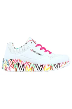 SKECHERS Sneakers bianche con cuori colorati Uno Lite Hot