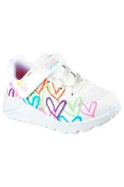 SKECHERS Sneakers bianche con cuori multicolor Uno Lite Love Levitate