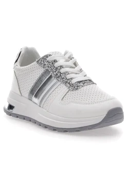 CAFÈ COST Sneakers Bianche Con Dettagli Argento Cafe' Cost 206 Hot