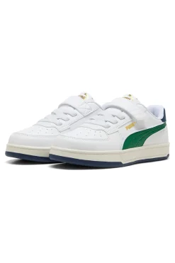 PUMA Sneakers bianche con dettagli verdi bambino con strappo Caven 2 Retro AC + PS