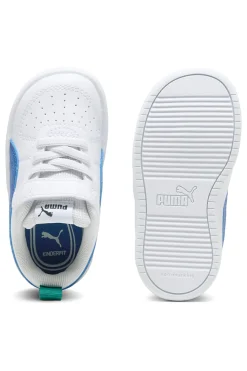 PUMA Sneakers bianche con dettagli blu e passante posteriore Rickie AC+ Inf