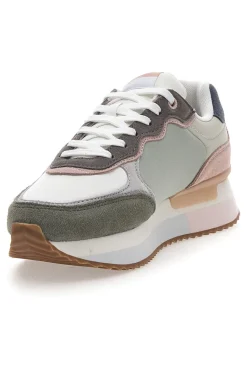 PEPE JEANS Sneakers Bianche con Dettagli Multicolore e Tomaia in Pelle RUSPER CLASS