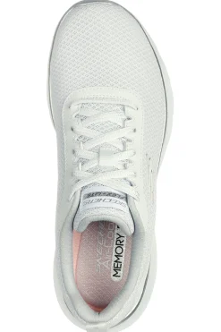 SKECHERS Sneakers bianche con dettagli argento Flex Appeal 5.0 BIANCO/ARGENTO Clearance