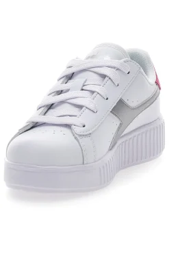 DIADORA Sneakers Bianche con Logo Argento e Dettaglio Fuxia GAME STEP METAL PS