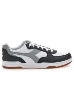 Uomo DIADORA Sneakers Bianche con logo Grigio e Dettagli Neri RAPTOR LOW