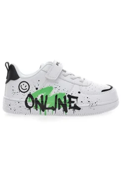 PITT KIDS Sneakers bianche con stampa colorata K225