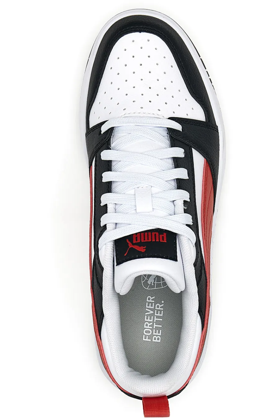 PUMA Sneakers Bianche Con Stringa Rossa Laterale Rebound V6 LO JR