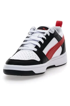 PUMA Sneakers Bianche Con Stringa Rossa Laterale Rebound V6 LO JR