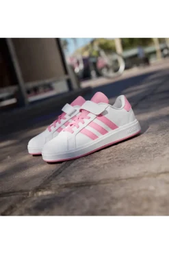 ADIDAS Sneakers bianche con strisce rosa e chiusura a strappo Grand Court 2 EL C