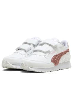 PUMA Sneakers bianche con striscia glitter rosa ST Runner v4 SL Glitter V PS
