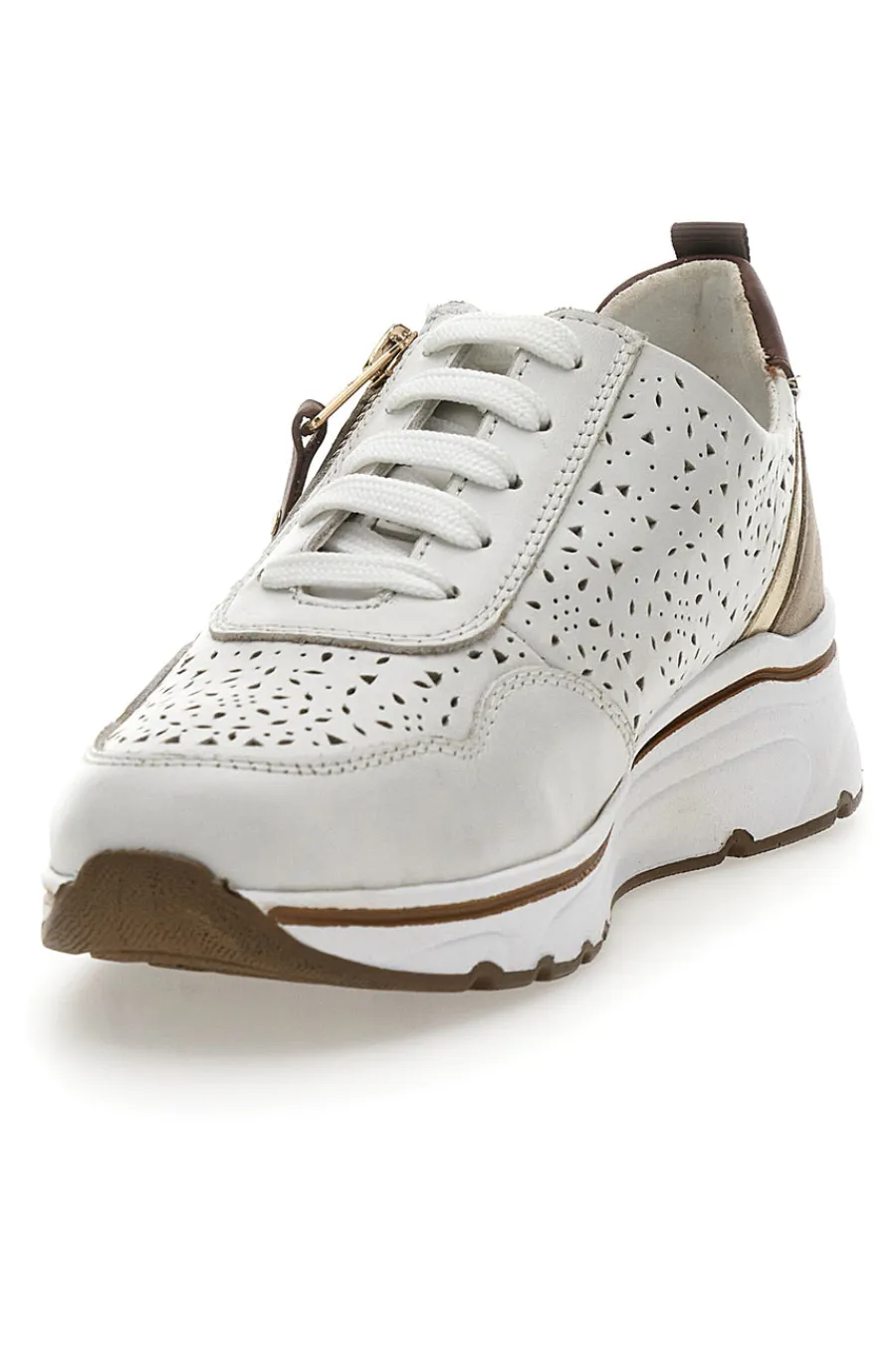PRIMA RIGA Sneakers Bianche con Tomaia in Pelle Traforata 21464GLAM