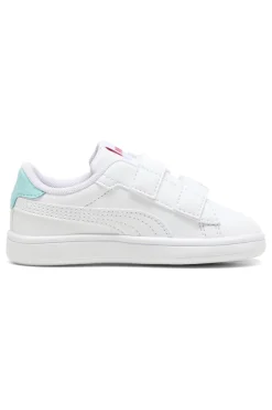PUMA Sneakers Bianche con Velcro e Dettagli Marini Smash 3.0 Badges V Inf