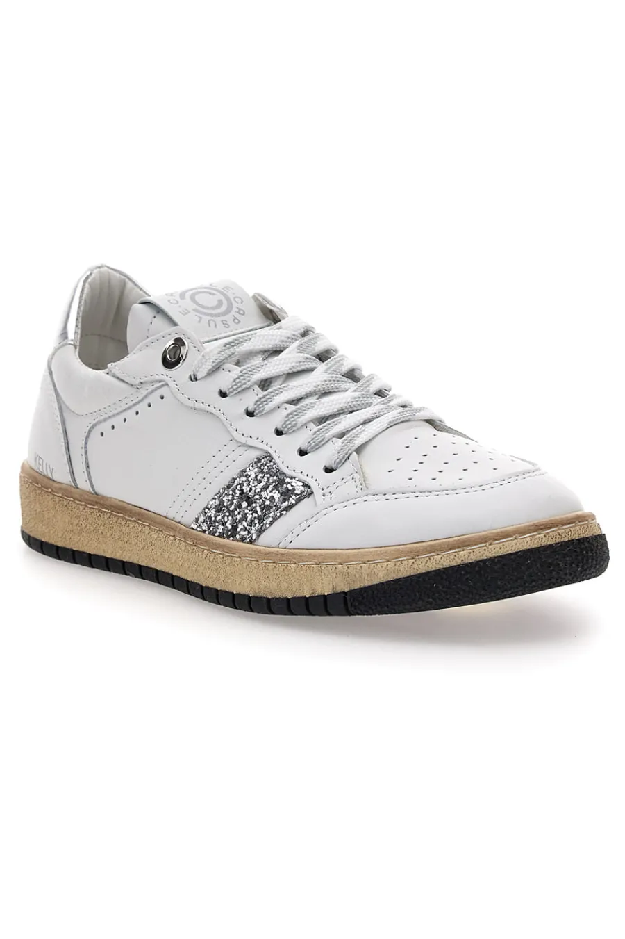 Donna PITTARELLO CAPSULE Sneakers bianche e argento in pelle con dettagli glitter Kelly