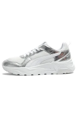 PUMA Sneakers bianche e argento in mesh Trinity 2 Lt Metallic Whisper Outlet