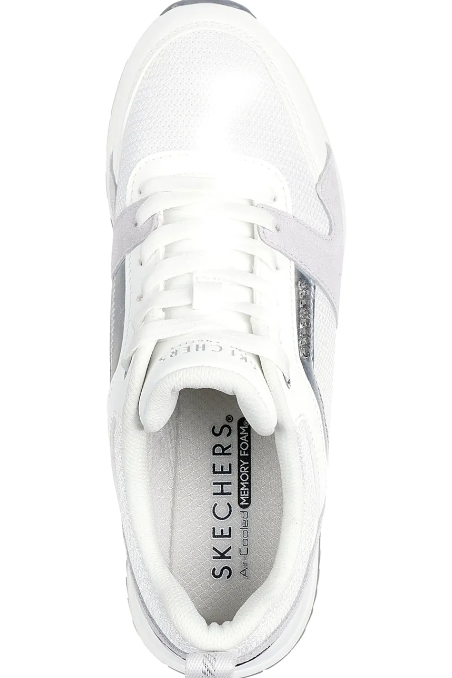 SKECHERS Sneakers bianche e grigie con Memory Foam Runway Posh Gal BIANCO/ARGENTO Clearance